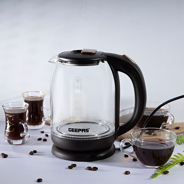غلاية جيباس كهربائية للماء بسعة 1.8 لتر Geepas - Electric Glass Kettle
