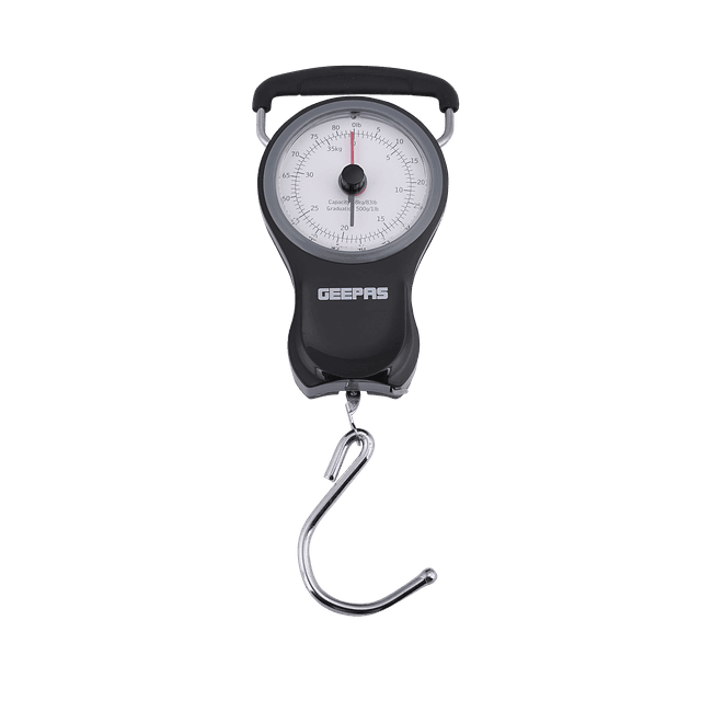 ميزان شنط السفر بقدرة تحمل 38 كجم مع مؤشر مزدوج وشريط 1 متر جيباس Geepas 1M Tape Double Pointer 38 kg Portable Scale