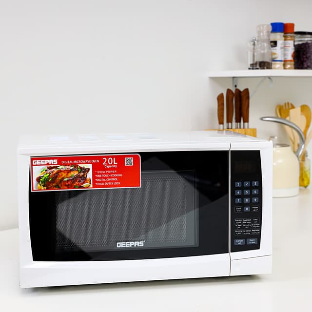 Geepas 20L 1200W Digital Microwave Oven with Multiple Cooking Menus GMO1895 