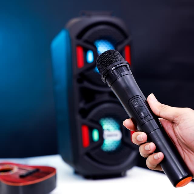 Geepas Rechargeable Portable Speaker - Portable Handle with 1500 MAH Huge Battery- TWS Connection & Compatible with BT/ USB/ AUX/ FM/ Micro SD - Ideal for Home, Hotels, Trips & Outdoor Use