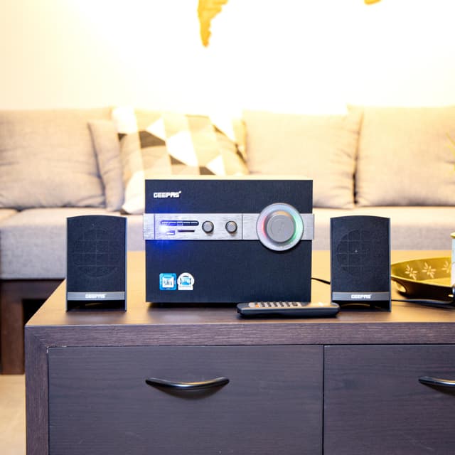 Geepas GMS8516 2.1 Multimedia Speaker - 20000 Watts PMPO with Powerful Woofer- USB, Bluetooth, Ideal Pc, Ps4, Xbox, Tv, Smartphone, Tablet, Music Player