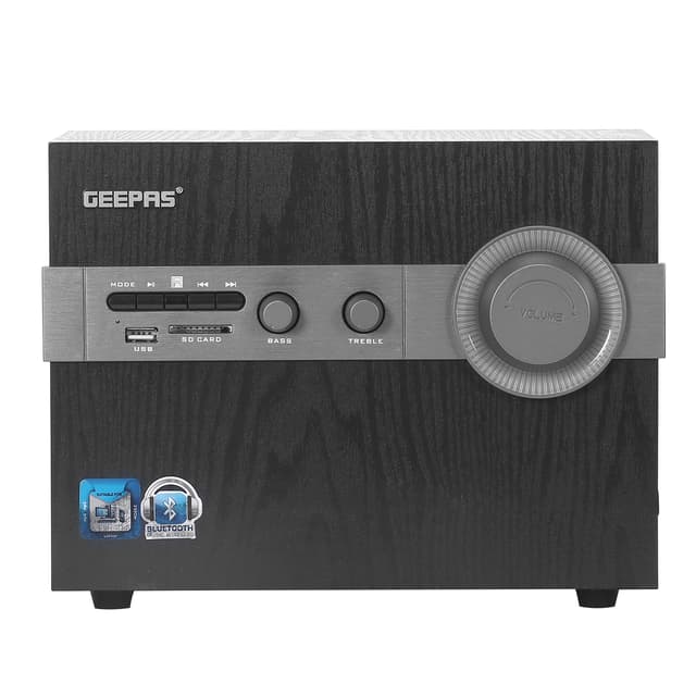 Geepas GMS8516 2.1 Multimedia Speaker - 20000 Watts PMPO with Powerful Woofer- USB, Bluetooth, Ideal Pc, Ps4, Xbox, Tv, Smartphone, Tablet, Music Player