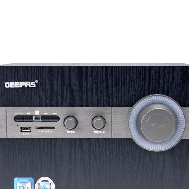 Geepas GMS8516 2.1 Multimedia Speaker - 20000 Watts PMPO with Powerful Woofer- USB, Bluetooth, Ideal Pc, Ps4, Xbox, Tv, Smartphone, Tablet, Music Player