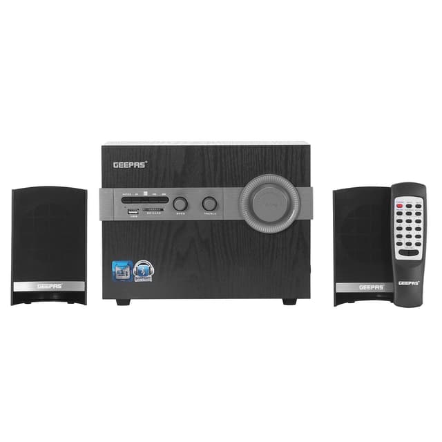 Geepas GMS8516 2.1 Multimedia Speaker - 20000 Watts PMPO with Powerful Woofer- USB, Bluetooth, Ideal Pc, Ps4, Xbox, Tv, Smartphone, Tablet, Music Player