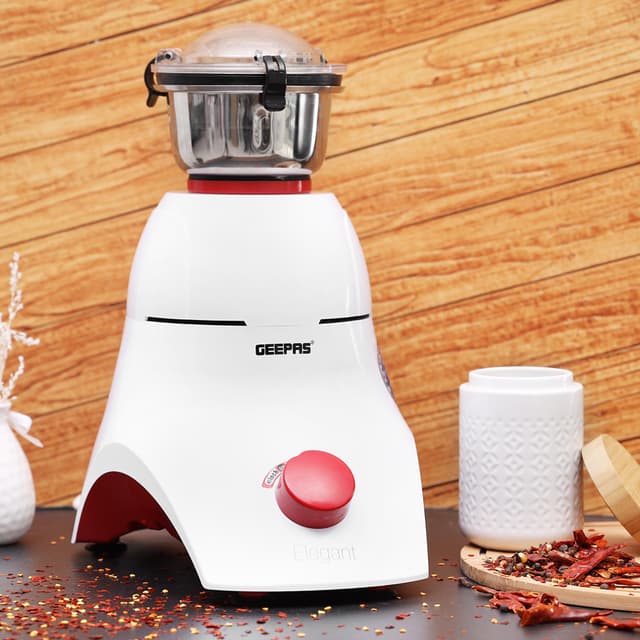 Geepas 800W 4 in 1 Mixer Blender - Stainless Steel Blades & Jars, 3 Speed Control Harmonic Grinding - Overload Protection - Chopper, Coffee Grinder & Smoothie Maker - 2 Year Warranty