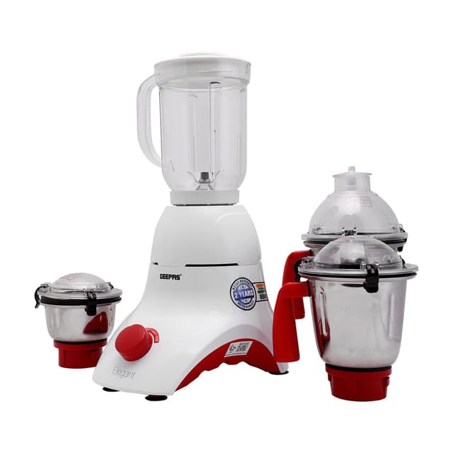 Geepas 800W 4 in 1 Mixer Blender - Stainless Steel Blades & Jars, 3 Speed Control Harmonic Grinding - Overload Protection - Chopper, Coffee Grinder & Smoothie Maker - 2 Year Warranty