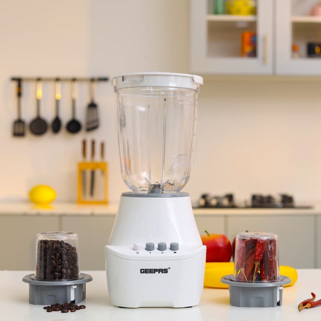 خلاط كهربائي بسعة 1.5 لتر Geepas 400W , 3 in 1 Blender , 1.5L Unbreakable Jar