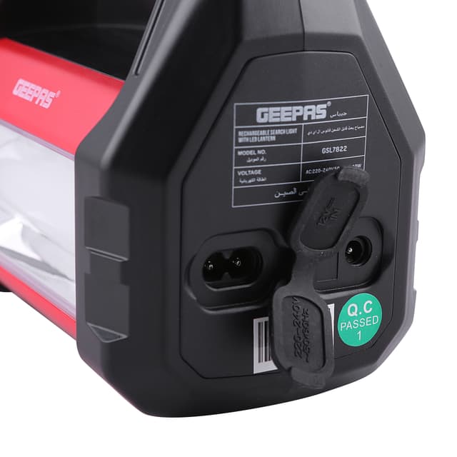 Geepas Rechargeable Search Light with Lantern - Hand held LED Torch 16 Hours Working with 2000mAh Battery - Perfedt for Camping, Trekking, Outdoor- 2 Years Warranty