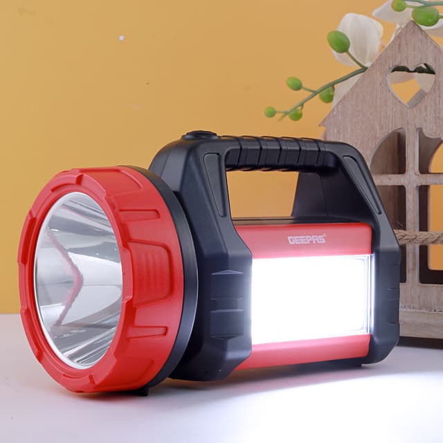 Geepas Rechargeable Search Light with Lantern - Hand held LED Torch 16 Hours Working with 2000mAh Battery - Perfedt for Camping, Trekking, Outdoor- 2 Years Warranty