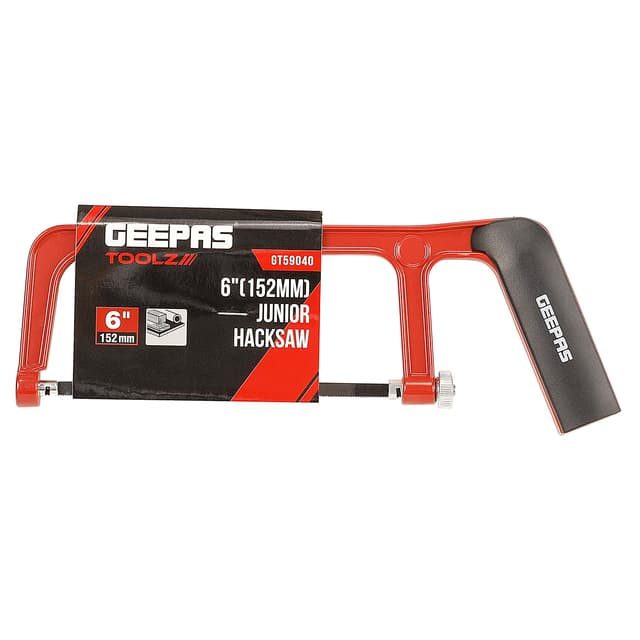 Geepas GT59040 6" (152MM) Junior Hacksaw - Durable & Convenient with Plastic Grip Handle, Safe DIY Mini Hacksaw for Your Mini Tool Kit - Professional Small Hand Saw with Exchangeable Metal Cutting Saw Blade