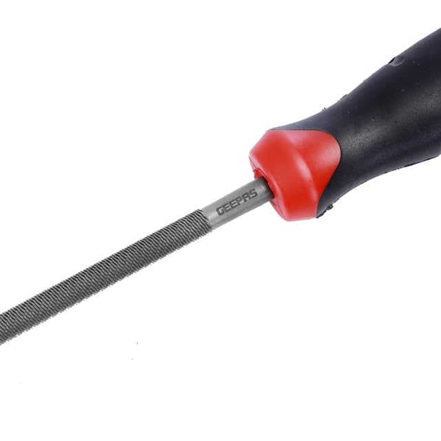 Geepas GT59059 8" Inch Round File - Cut Mill File with High-Quality Steel, Ergonomic Grip, Rubber Handle, Finder Hand File for Debarring and Removing Material - Ideal for Wood, Metal, Plastic