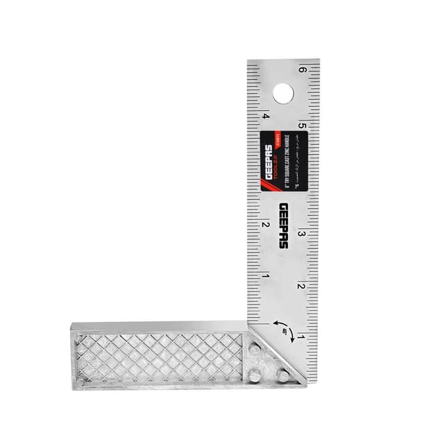 مسطرة زاوية جيباس 6 انش بزاوية 90 درجة من الفولاذ المقاوم للصدأ Geepas Try Square with Metal Handle 6" - 90  Angle Corner Ruler