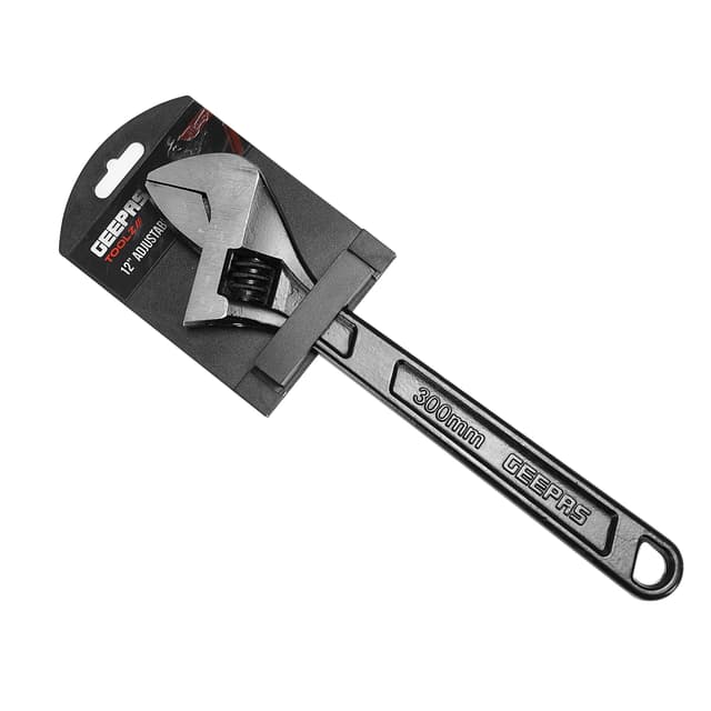 Geepas GT59225 Soft Grip 12" Adjustable Wrench - Made of Highly Durable CRV, Black Phosphated Finish, Easy to Operate, Has a Double Colored Handle