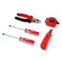 Geepas GT7649N 5-in-1 Combination Tool Set, Color Red, Includes Combination Pliers, Slot And Cross Screwdrivers, Measuring Tapeline, Utility Cutter
