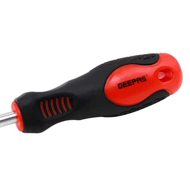 Geepas Gt7658 6 Extra Long Screwdriver Set - Three Slotted Phillips &Soft Grip Rubber Insulated Handles Repair Tool Reach General Purpose Soft-Grip & Bi-Colored Red And Black
