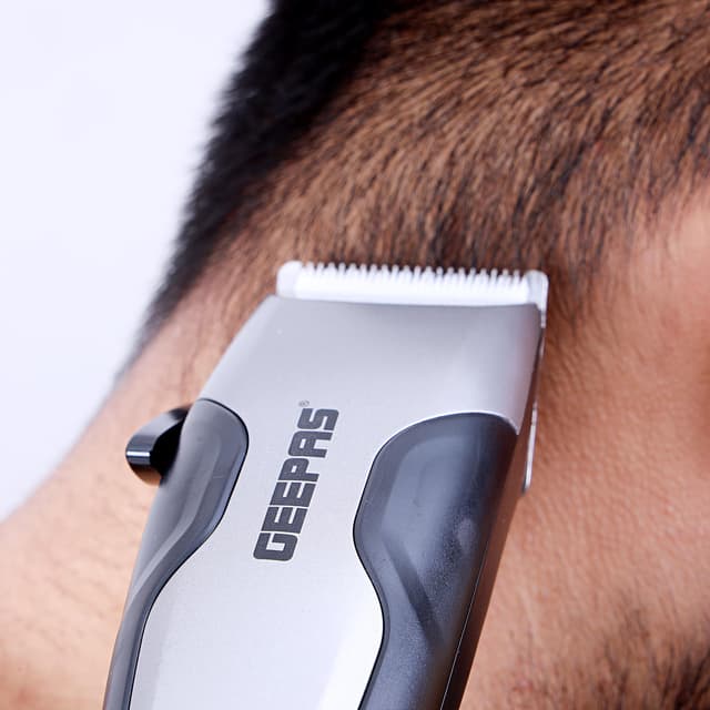 Geepas Hair Clipper With Ceramic Blade 15w - Styling Tools Trimmer Cutting Professional Grooming Clippers 4combs Brush & Oil For Adult And Kids | Ideal Salon Home Use