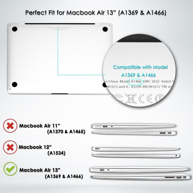 O Ozone Transparent Hard Case for Macbook Air 13 Inch Cover ( 2017 / 2015 / 2014 / 2013 / 2012 / 2011 ) Compatible with A1369 A1466 Light Blue - Light Blue