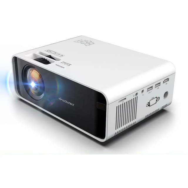 Wownect Home Theater LED Projector W80 Standard Mini Home Entertainment Cinema Projector with 1500 Lumens HD 3D Projector Built-In Speakers (HDMI USB VGA Headphone AV Audio SD Port) - White