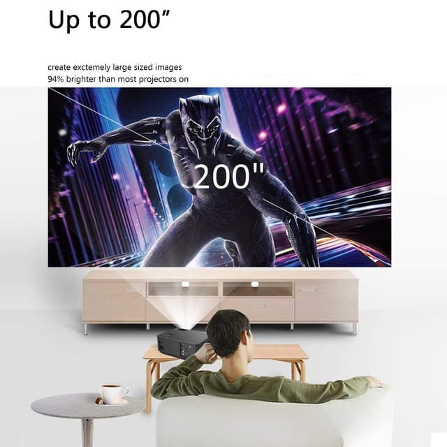 Wownect M5 4000 Lumens Home Theater Projector 3D Display HD Projector With AV, VGA, USB, HDMI - Black - Black