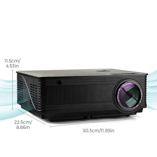 Wownect M5 4000 Lumens Home Theater Projector 3D Display HD Projector With AV, VGA, USB, HDMI - Black - Black
