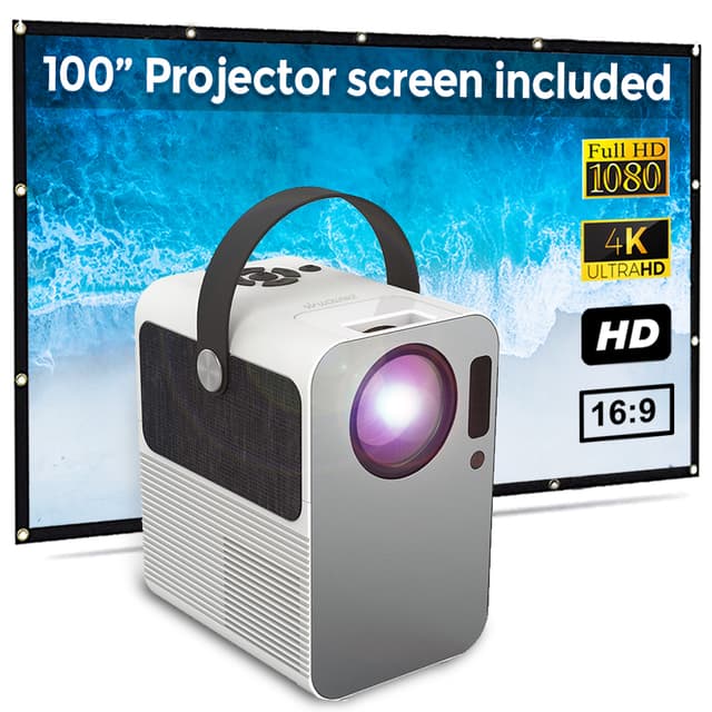 بروجكتر مع شاشة عرض Wownect Portable Home Cinema LED Projector