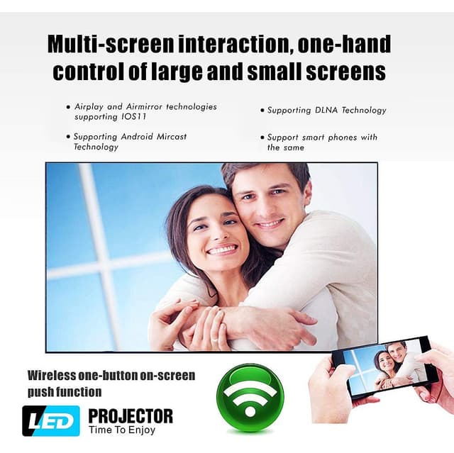 بروجكتر منزلي واي فاي Wownect T6 WiFi Home Theater LED Projector