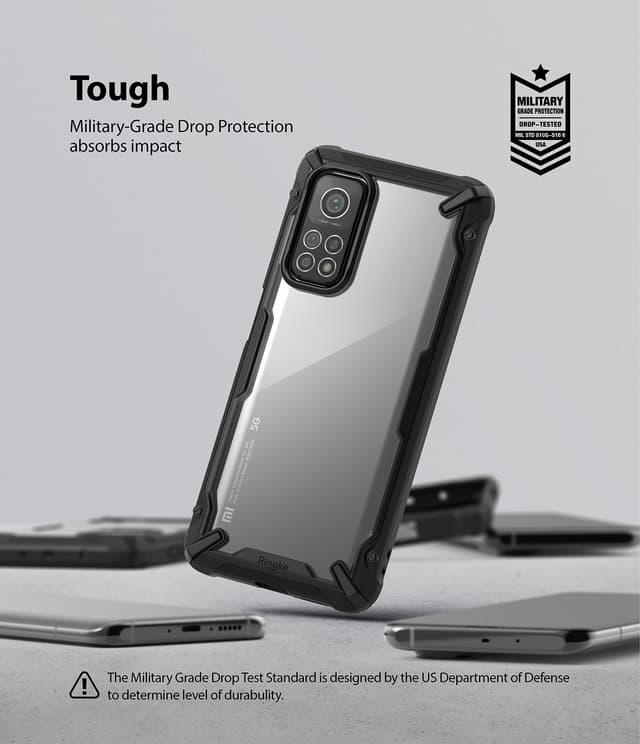 Ringke Compatible with Xiaomi Mi 10T / Mi 10T Pro Cover Hard Fusion-X Ergonomic Transparent Shock Absorption TPU Bumper [ Designed Case for Xiaomi Mi 10T / Mi 10T Pro ] - Black - Black