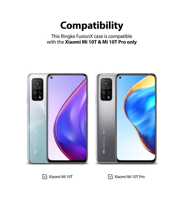 Ringke Compatible with Xiaomi Mi 10T / Mi 10T Pro Cover Hard Fusion-X Ergonomic Transparent Shock Absorption TPU Bumper [ Designed Case for Xiaomi Mi 10T / Mi 10T Pro ] - Black - Black