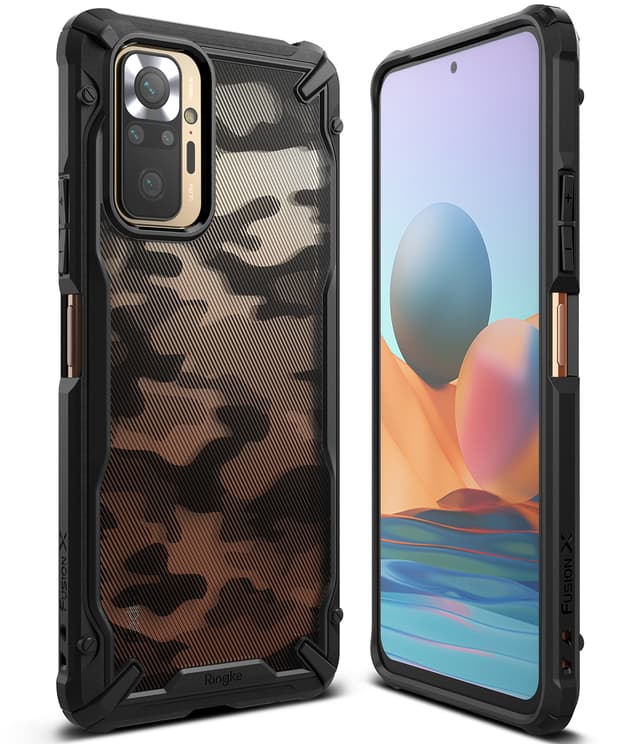 Ringke Case Compatible with Xiaomi Redmi Note 10 Pro / 10 Pro Max Hard Fusion-X Ergonomic Transparent Shock Absorption TPU Bumper [ Designed Case for Xiaomi Redmi Note 10 Pro / 10 Pro Max ] - Camo Black - Camo Black