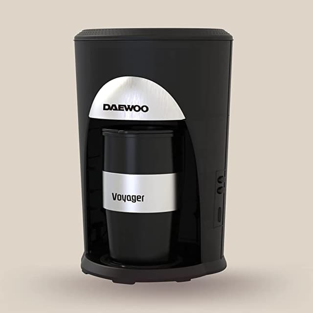 Daewoo Portable Coffee Machine Single Cup Coffee Maker for Drip Coffee and Espresso with Travel Mug 500W Korean Technology
