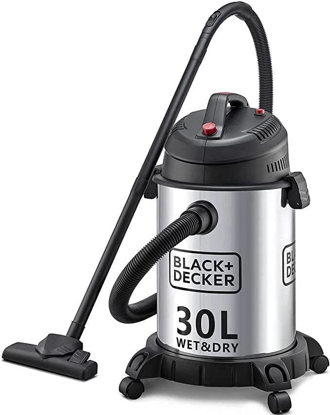 BLACK&DECKER Black+Decker 1610W 30L Wet and Dry Stainless Steel Tank Drum Vacuum Cleaner Silver  WV1450 B5 2 Years Warranty