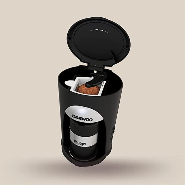 Daewoo Portable Coffee Machine Single Cup Coffee Maker for Drip Coffee and Espresso with Travel Mug 500W Korean Technology