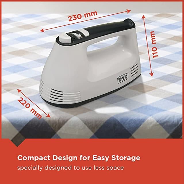 BLACK&amp;DECKER Black+Decker 300W Hand Mixer White  M350 B5 2 Years Warranty