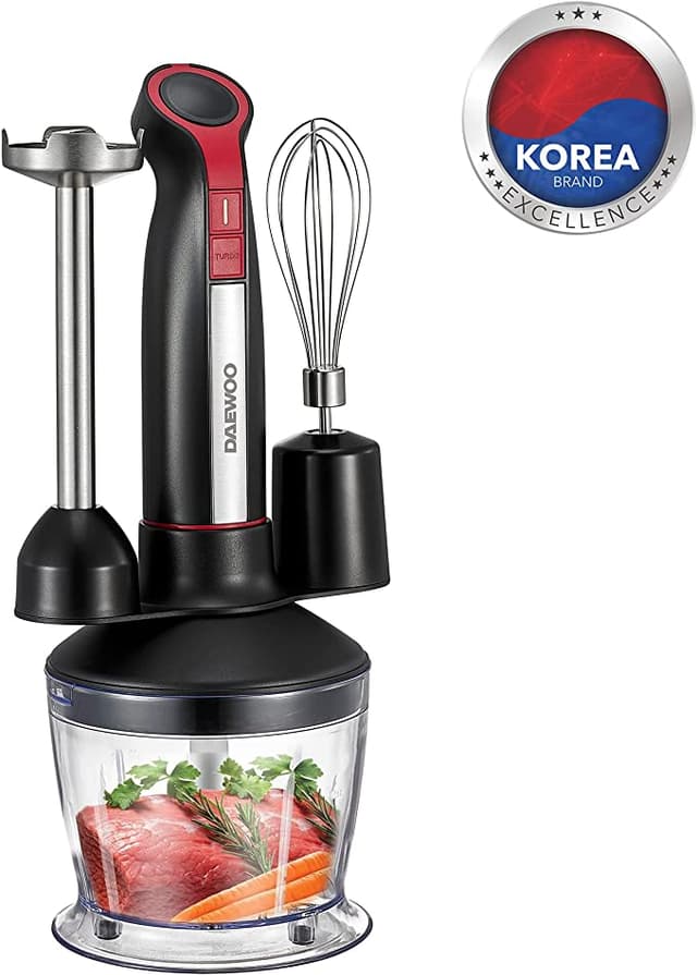 خلاط يدوي 400 واط Daewoo 4-in-1 Stainless Steel Hand Blender with Chopper and Whisk