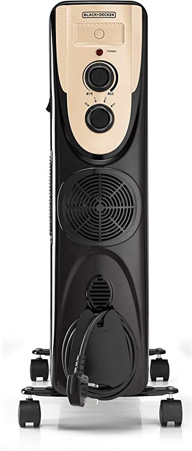 BLACK&DECKER Black+Decker 2500W 11 Fin Oil Radiator Heater with Fan Forced Black OR011FD B5 2 Years Warranty