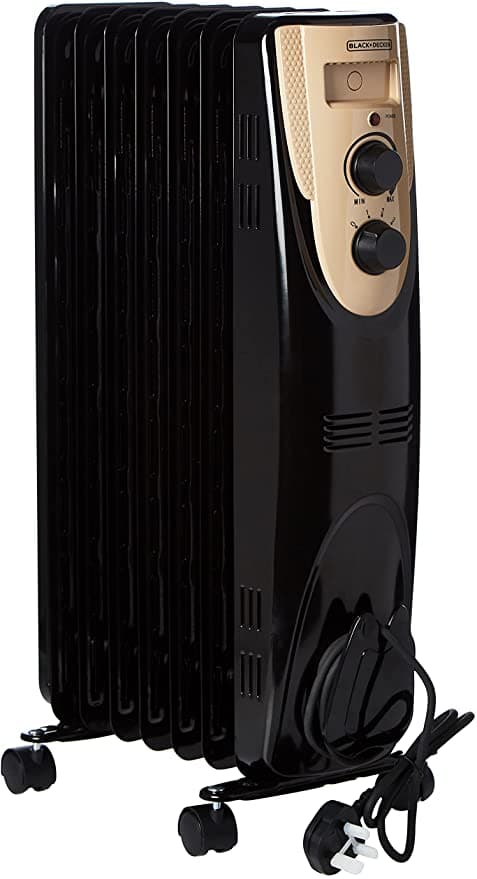 BLACK&DECKER Black+Decker 1500W 7 Fin Oil Radiator Heater Black  OR070D B5 2 Years Warranty