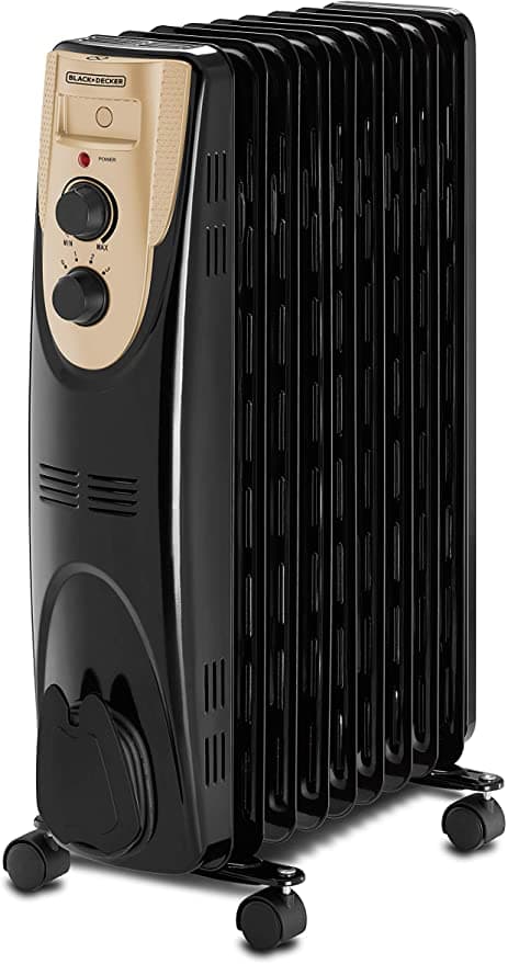 BLACK&DECKER Black+Decker 2000W 9 Fin Oil Radiator Heater Black  OR090D B5