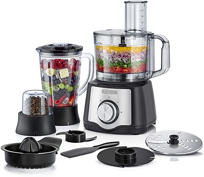 BLACK&DECKER Black+Decker 600W 29 Function Food Processor with Blender Grinder & Juicer Silver/Black  FX650 B5 2 Years Warranty