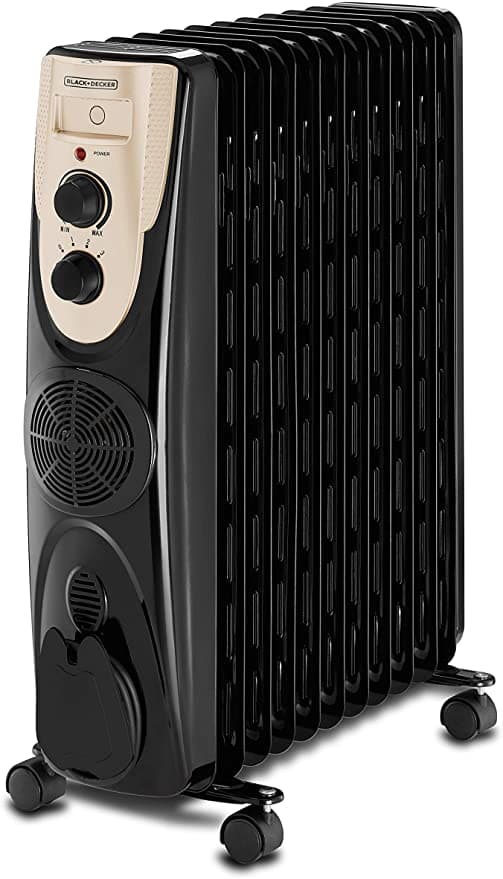 BLACK&DECKER Black+Decker 2500W 11 Fin Oil Radiator Heater with Fan Forced Black OR011FD B5 2 Years Warranty