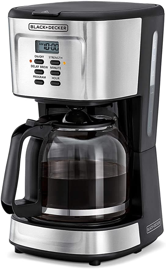 BLACK&DECKER Black+Decker 900W 12 Cup 24 Hours Programmable Coffee Maker with 1.5L Glass Carafe and Keep Warm Feature for Drip Coffee and Espresso Black  DCM85 B5 2 Years Warranty