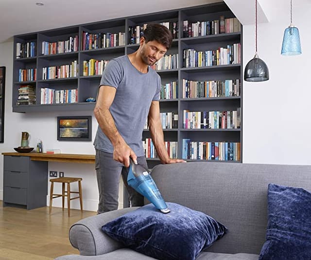 BLACK&DECKER Black+Decker Cordless Dustbuster Handheld Wet & Dry Vacuum Cleaner 7.2 V 1.5 Ah Li Ion Battery with Charger Base 385 ml 14 Air Watts Suction Power Grey  WDC215WA B5 2 Years Warranty