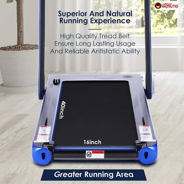 Marshal Fitness walking pad treadmill 2 in1 running machine under treadmill desk blue