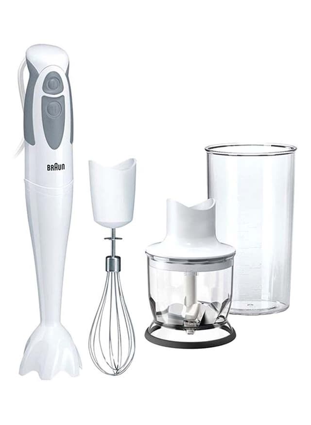 خلاط يدوي بقوة 550 واط ( مرفق بوعاء ومطحنة وخفاقة ) - أبيض BRAUN - Electric Hand Blender  MQ320