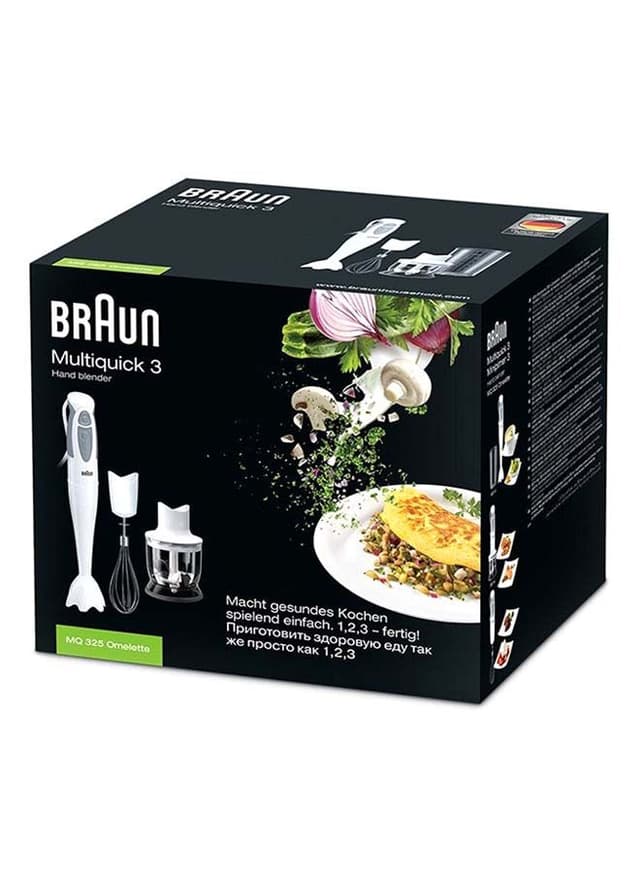 خلاط يدوي بقوة 550 واط ( مرفق بوعاء ومطحنة وخفاقة ) - أبيض BRAUN - Electric Hand Blender  MQ320