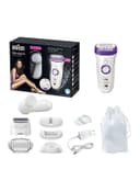 براون لازالة الشعر ( قابل للشحن ) - ابيض / نهدي BRAUN -Silk-Epil 9 Wet And Dry Cordless Electric Hair Removal Epilator