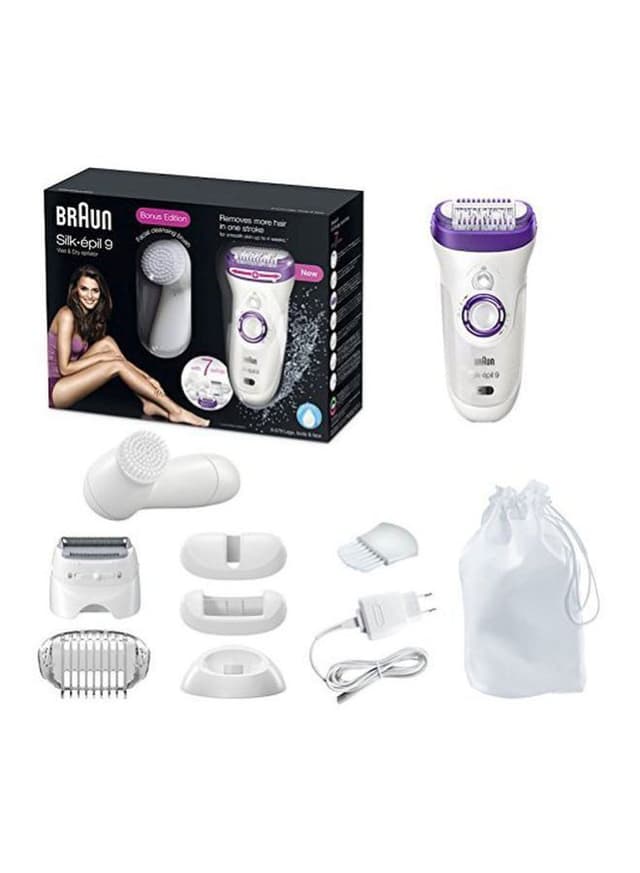 براون لازالة الشعر ( قابل للشحن ) - ابيض / نهدي BRAUN -Silk-Epil 9 Wet And Dry Cordless Electric Hair Removal Epilator