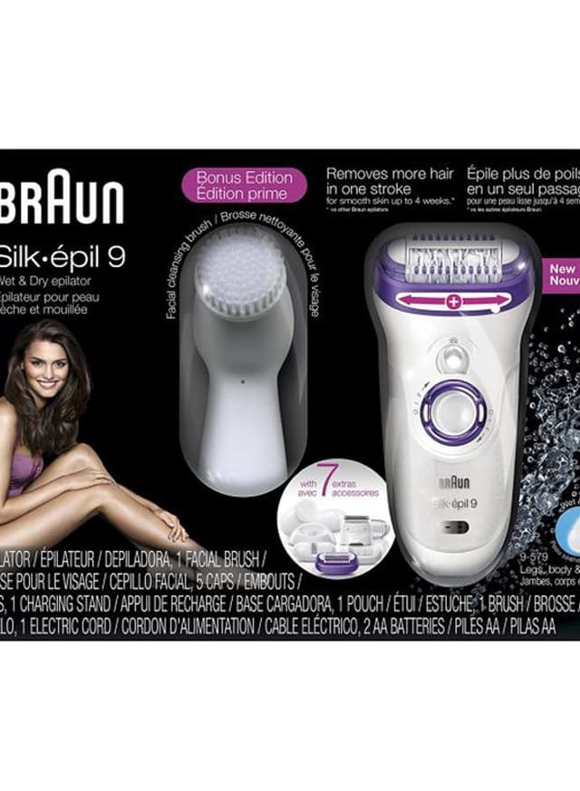 براون لازالة الشعر ( قابل للشحن ) - ابيض / نهدي BRAUN -Silk-Epil 9 Wet And Dry Cordless Electric Hair Removal Epilator