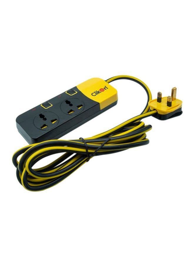 ClikOn 2 Way Extension Socket CK550 Black/Yellow