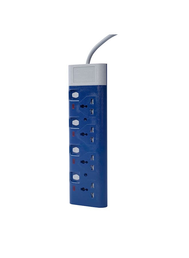 ClikOn 4 Way Extension Socket Blue/Grey 3meter