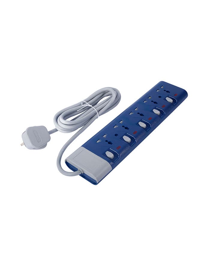 ClikOn 5 Way Extension Socket Blue/Grey